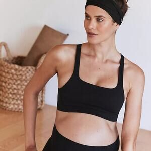NWT Free People Hatch Maternity Never Better Square Neck Sports Bra - Black, XS